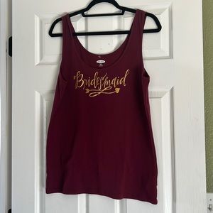 Bridesmaid Maroon/Gold Tank Top, Size XXL